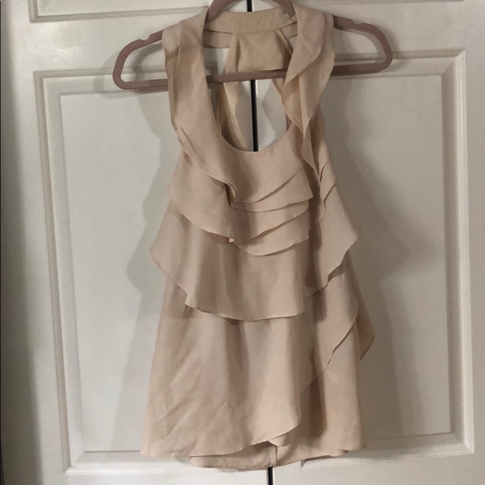 Cream ruffle open back tank